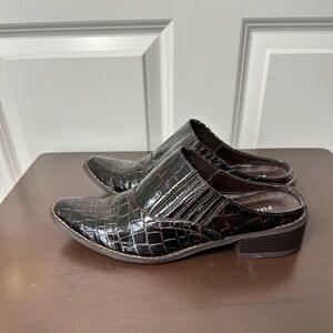 Pierre Dumas Western Patent Leather Alligator Print Brown Square Toe Mule Size 7